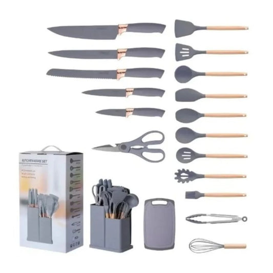 19-Piece Kitchen Utensils Set – Heat-Resistant Silicone & Stainless