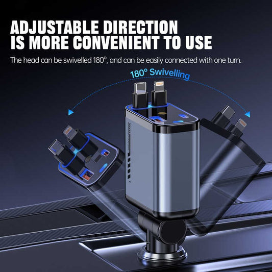 4-in-1 Retractable Fast Charging Cable – Multi-Device USB Charger for iPhone